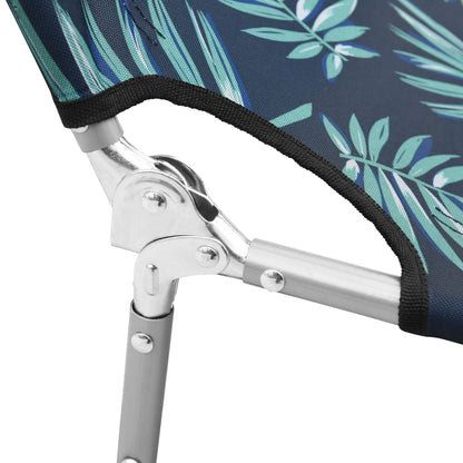 Sun Lounger Leaf Print Sturdy Steel Frame, Fabric (100% Polyester)