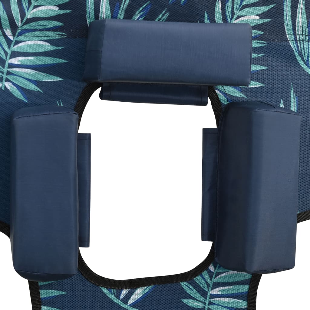Sun Lounger Leaf Print Sturdy Steel Frame, Fabric (100% Polyester)