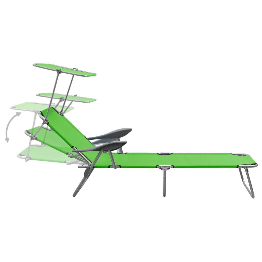 Outdoor Sunbed Green Powder-coated steel and fabric