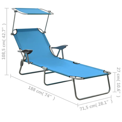 Outdoor Sunbed Blue Powder-coated steel, fabric Standard Foldable