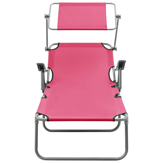 Outdoor Sunbed Pink Powder-coated steel and fabric Large Foldable