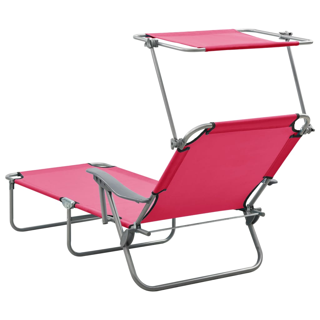 Outdoor Sunbed Pink Powder-coated steel and fabric Large Foldable