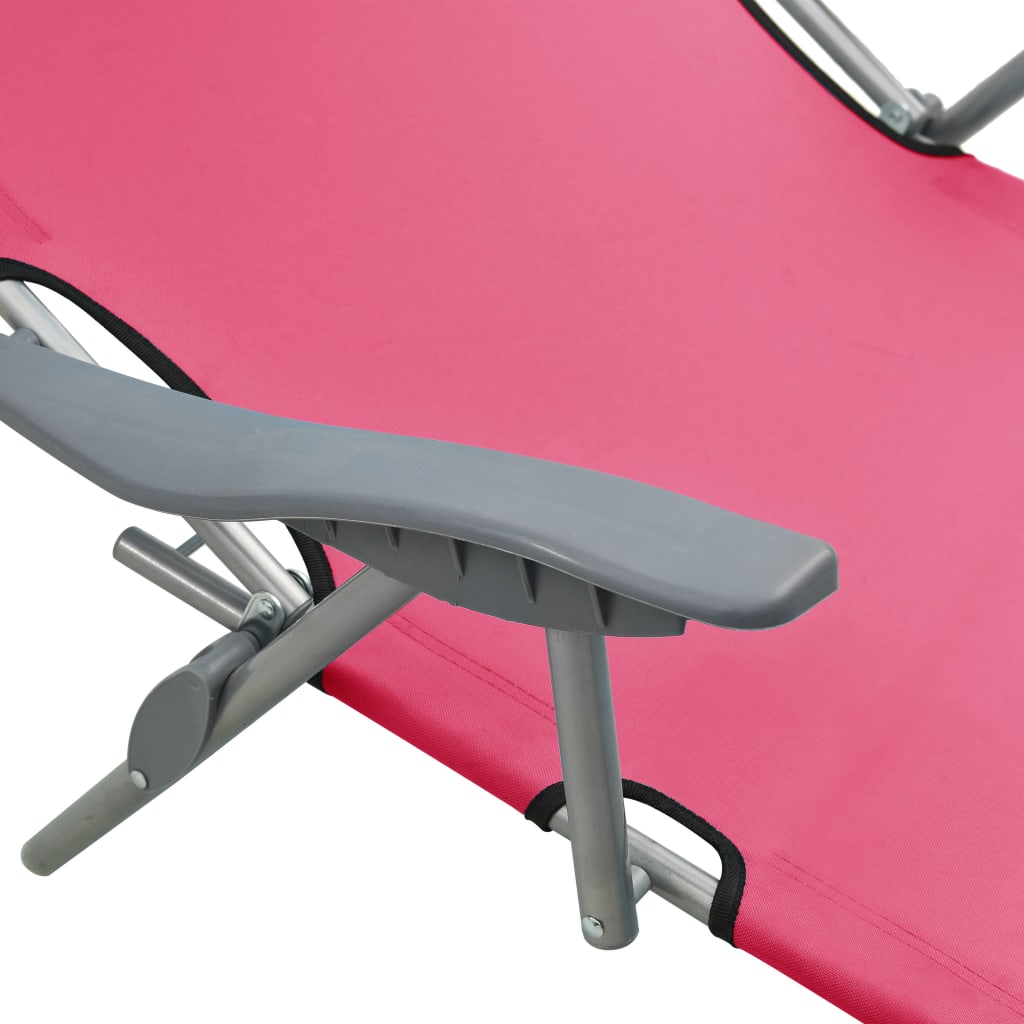 Outdoor Sunbed Pink Powder-coated steel and fabric Large Foldable