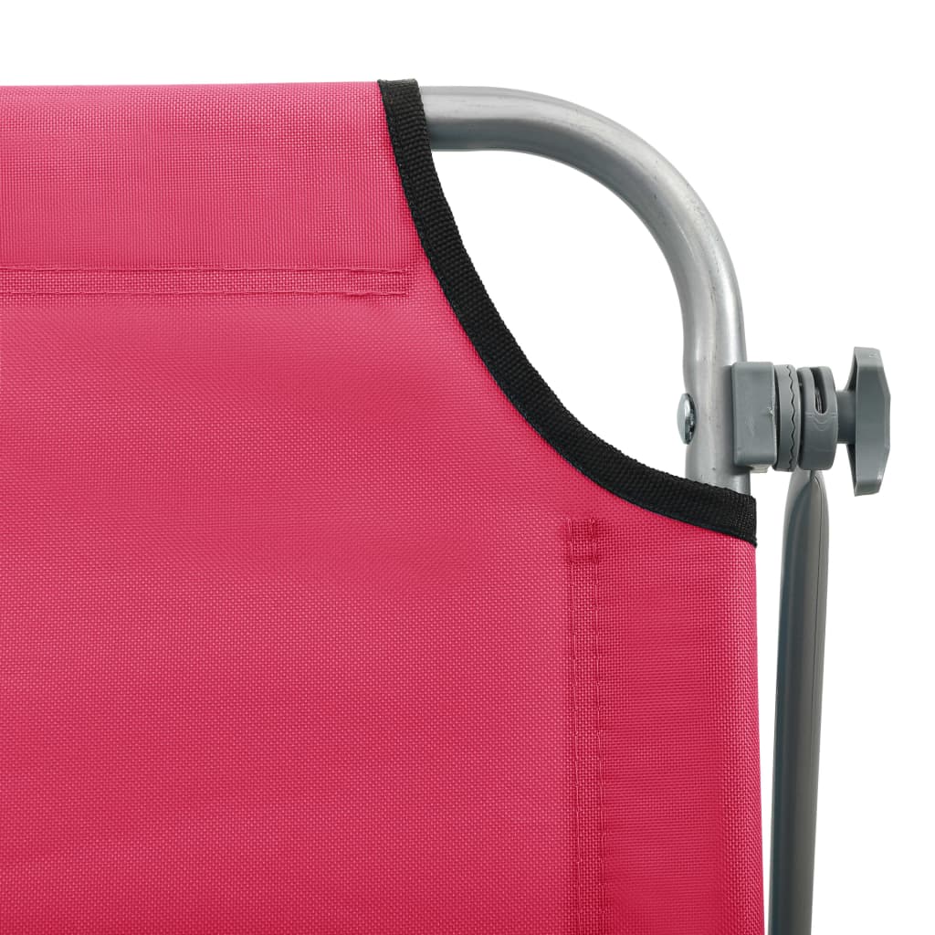 Outdoor Sunbed Pink Powder-coated steel and fabric Large Foldable