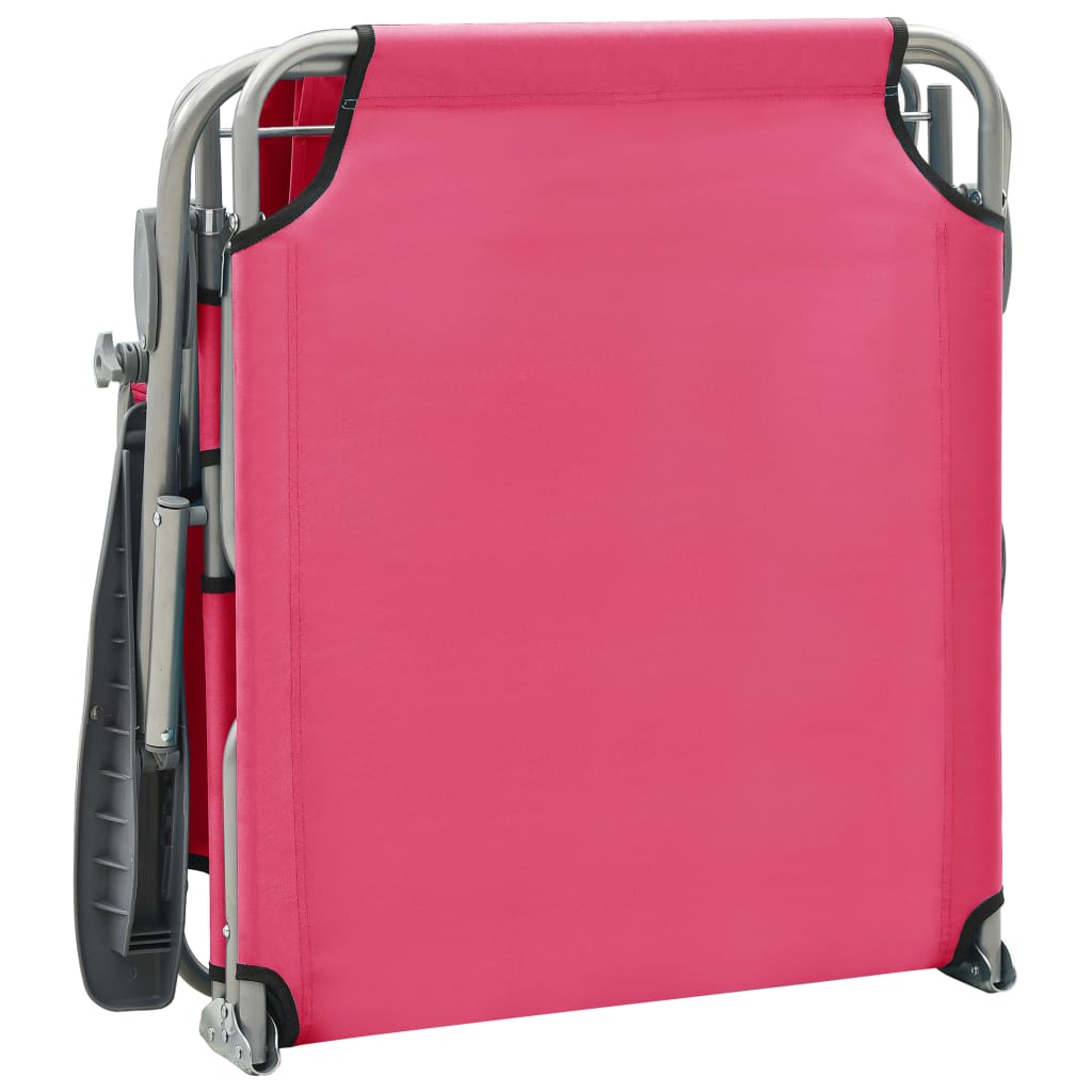 Outdoor Sunbed Pink Powder-coated steel and fabric Large Foldable