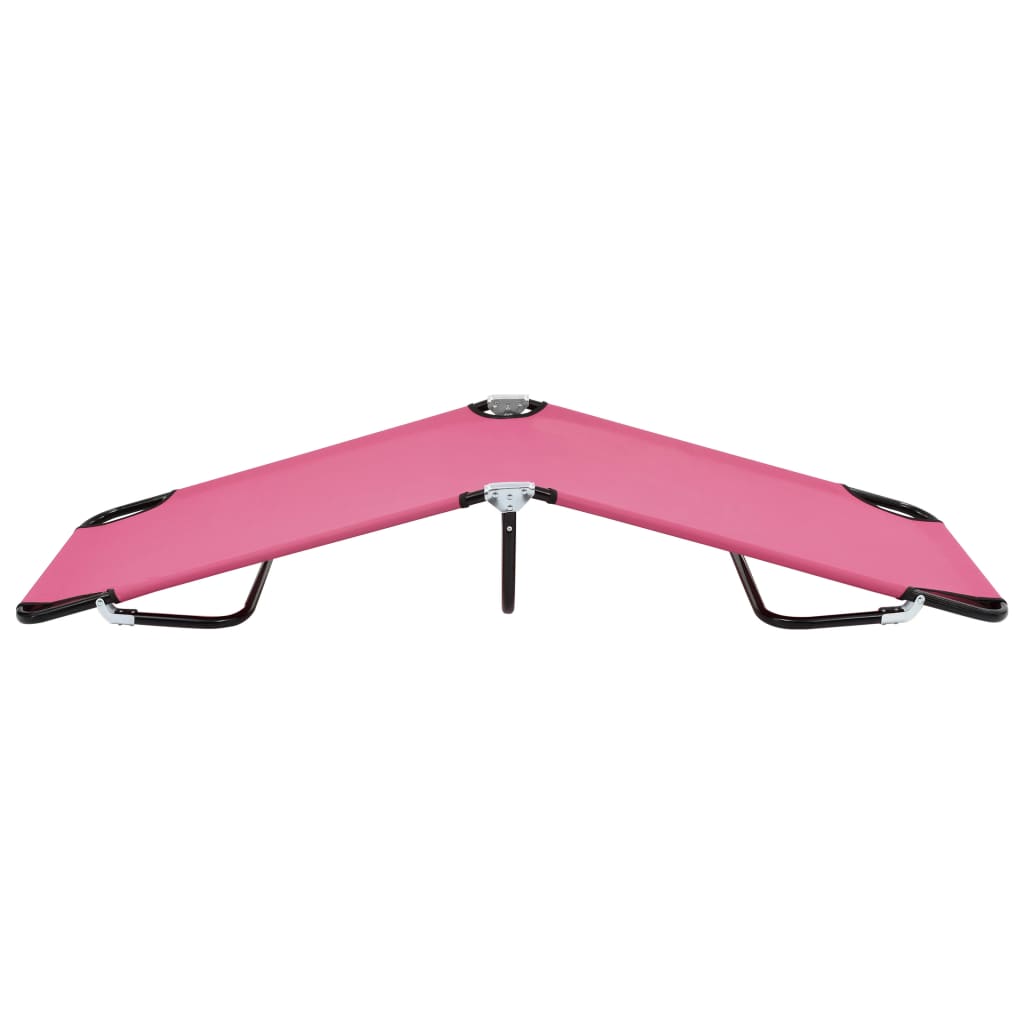 Sun Lounger Pink Powder-coated steel Large Foldable
