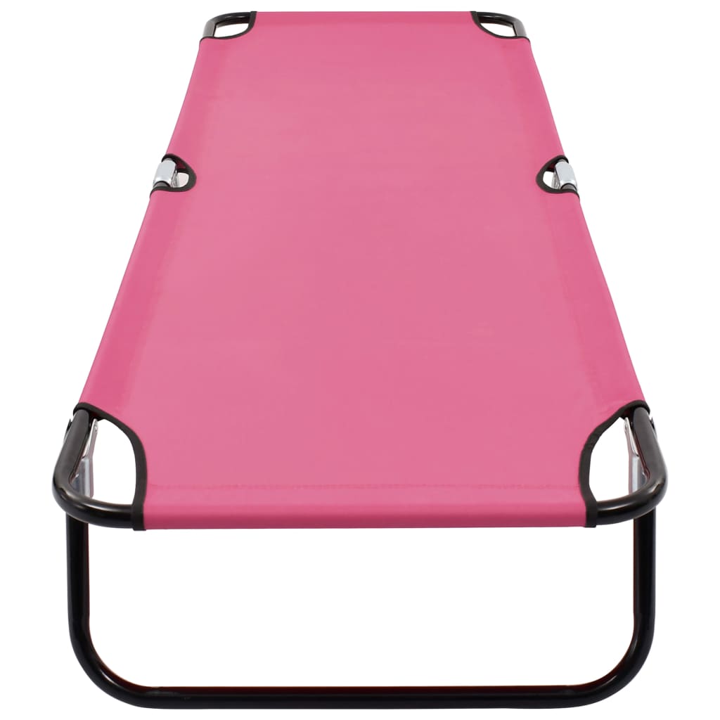 Sun Lounger Pink Powder-coated steel Large Foldable