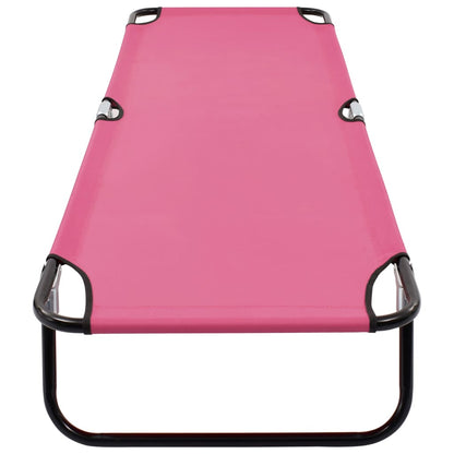 Sun Lounger Pink Powder-coated steel Large Foldable
