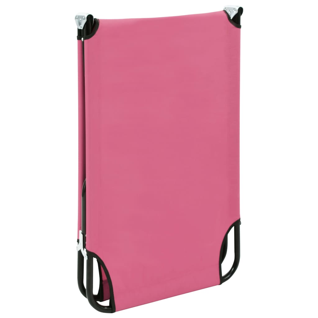 Sun Lounger Pink Powder-coated steel Large Foldable