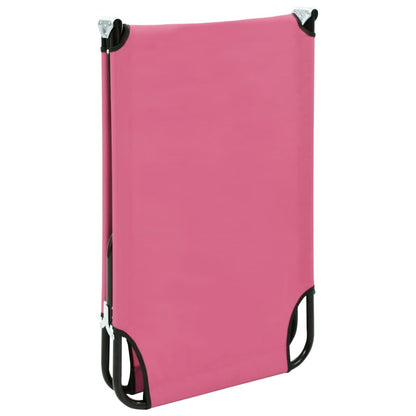 Sun Lounger Pink Powder-coated steel Large Foldable