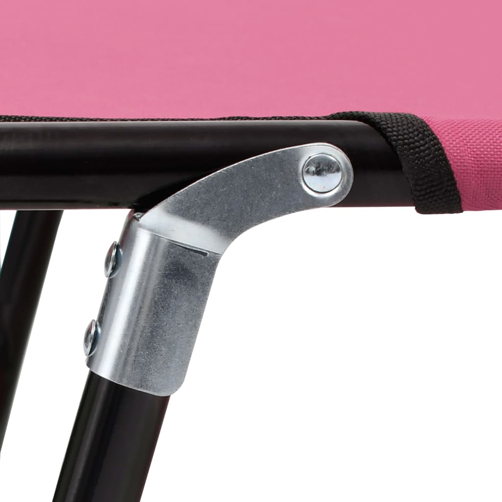 Sun Lounger Pink Powder-coated steel Large Foldable