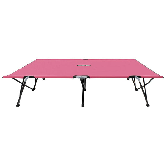 Sun Lounger Pink 600D polyester with PE coating, Powder-coated steel