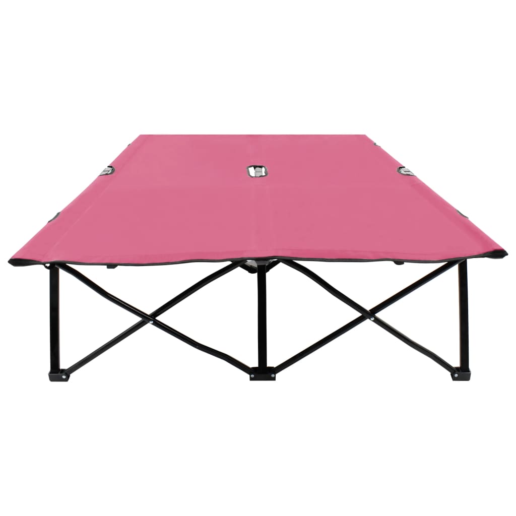 Sun Lounger Pink 600D polyester with PE coating, Powder-coated steel