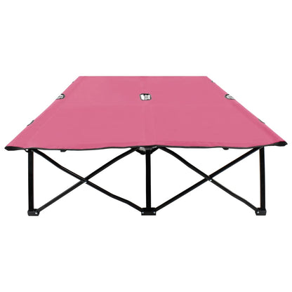 Sun Lounger Pink 600D polyester with PE coating, Powder-coated steel