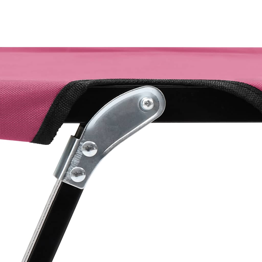Sun Lounger Pink 600D polyester with PE coating, Powder-coated steel