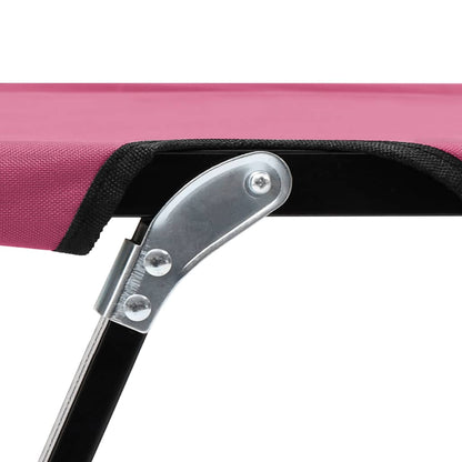 Sun Lounger Pink 600D polyester with PE coating, Powder-coated steel