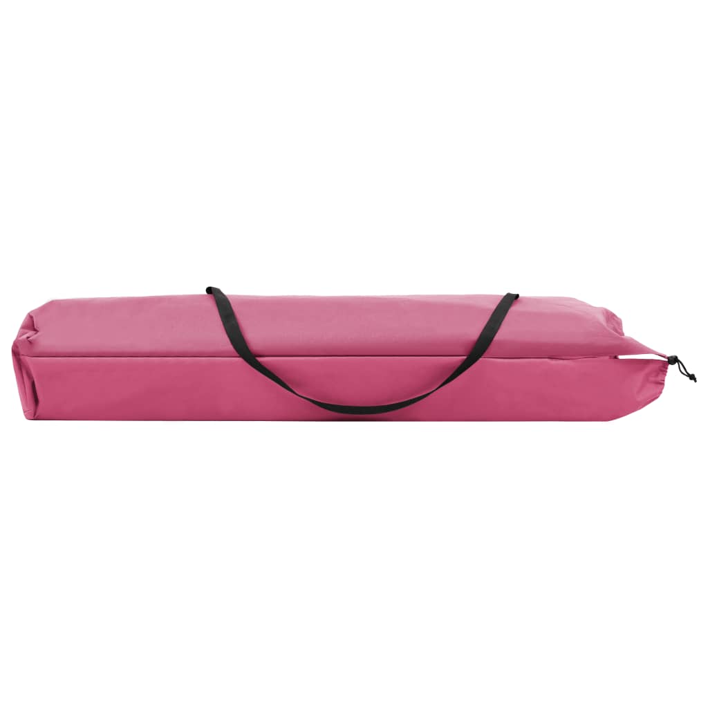 Sun Lounger Pink 600D polyester with PE coating, Powder-coated steel