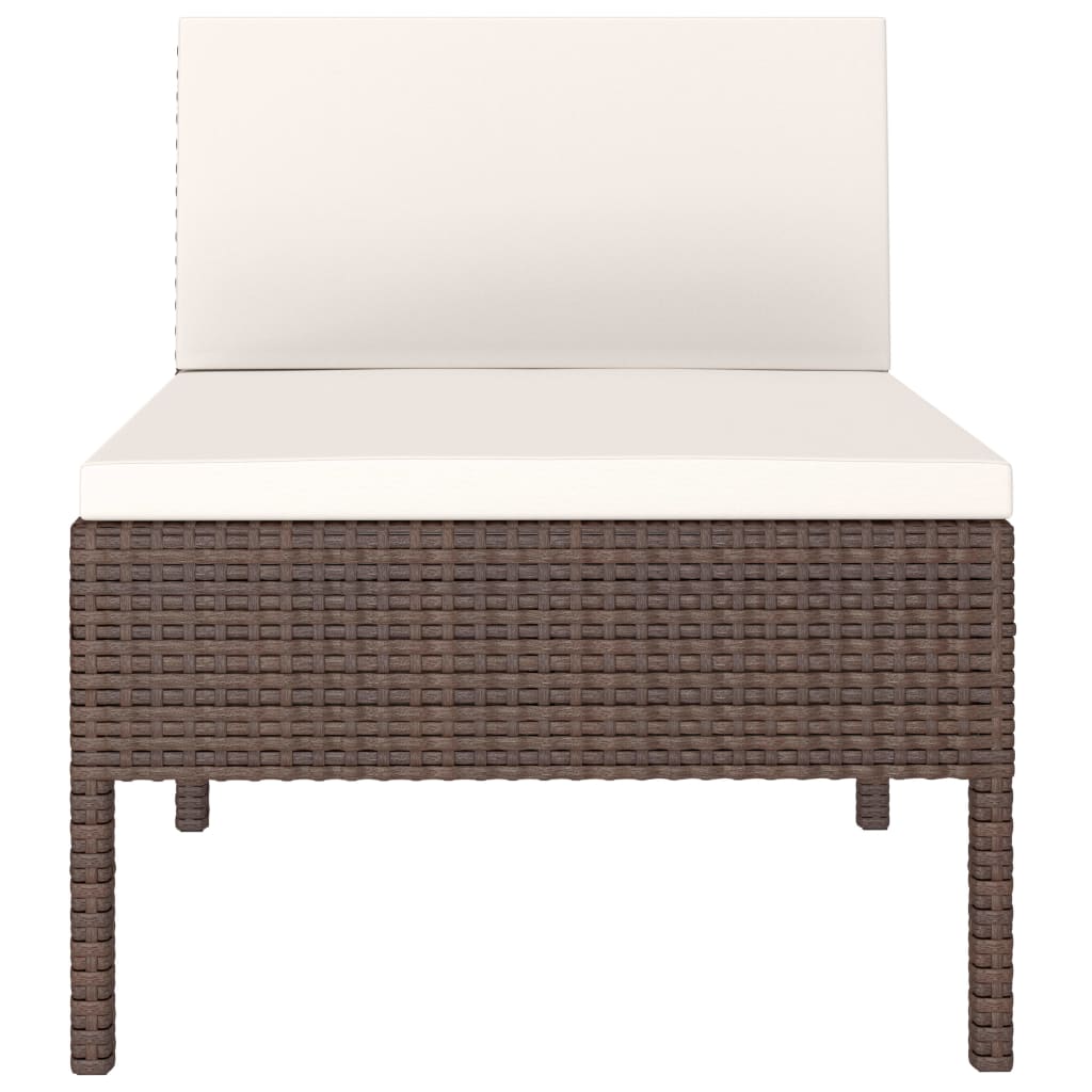 Garden Chair Set of 3 Brown with cream white cushions