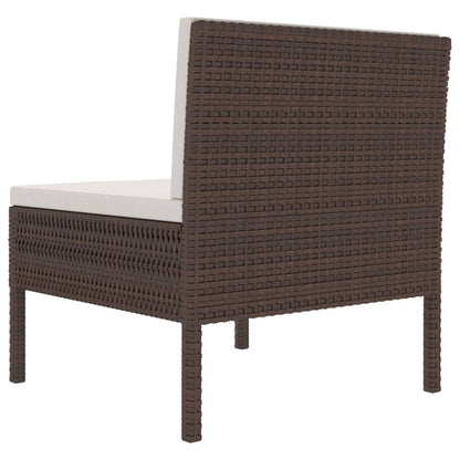 Garden Chair Set of 3 Brown with cream white cushions