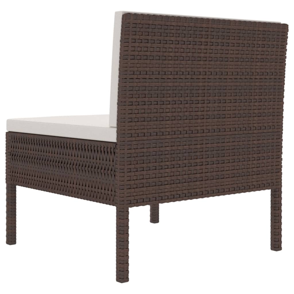 Garden Chair Set of 3 Brown with cream white cushions