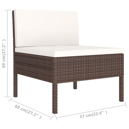 Garden Chair Set of 3 Brown with cream white cushions