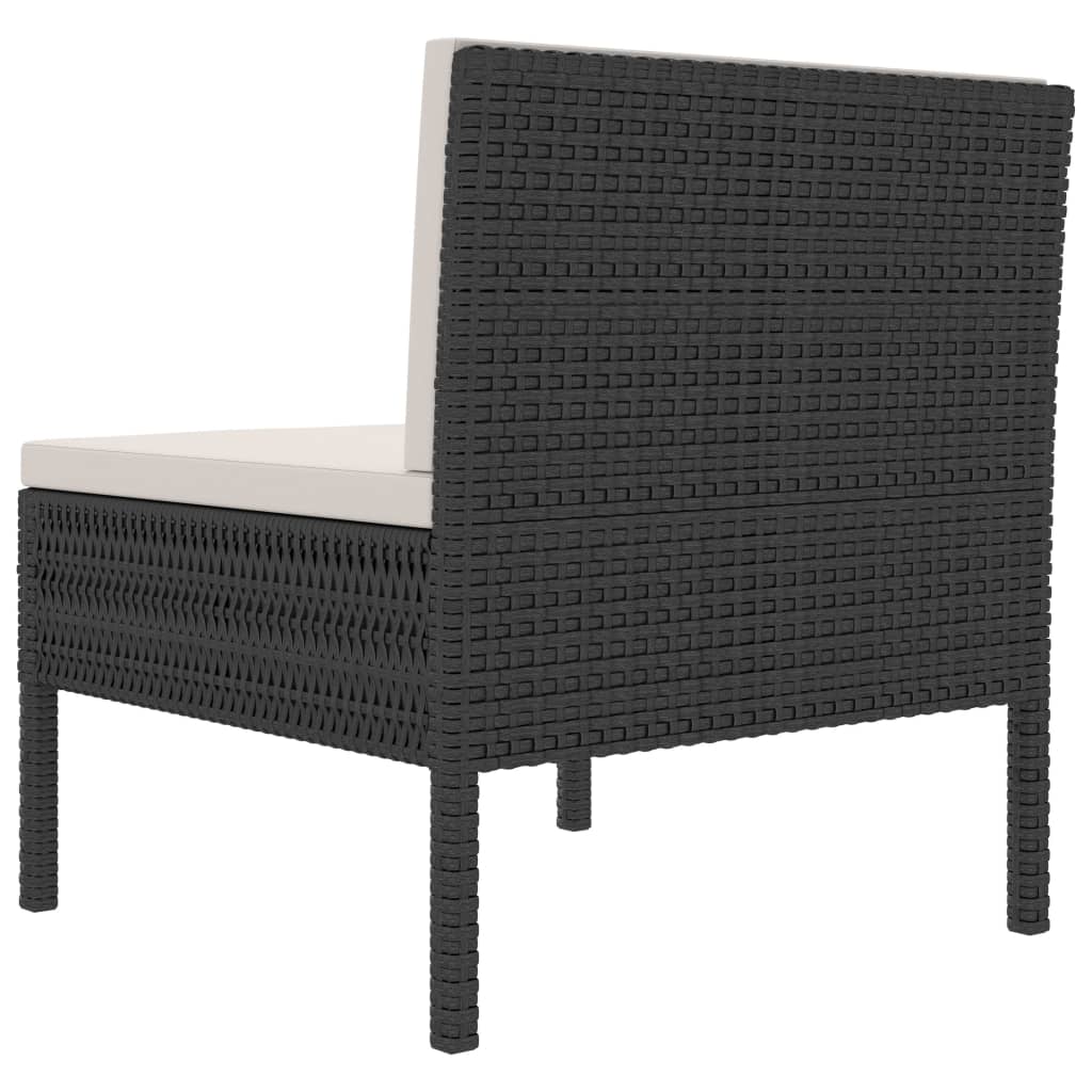 Garden Chair Set of 3 Black, Cream White