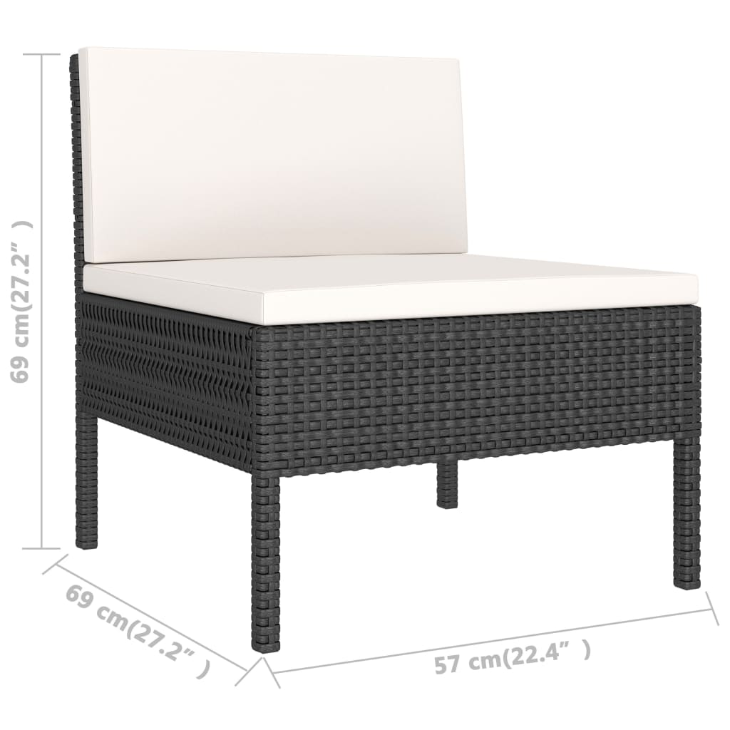 Garden Chair Set of 3 Black, Cream White
