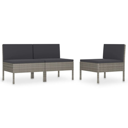 Garden Chair Set of 3 Grey