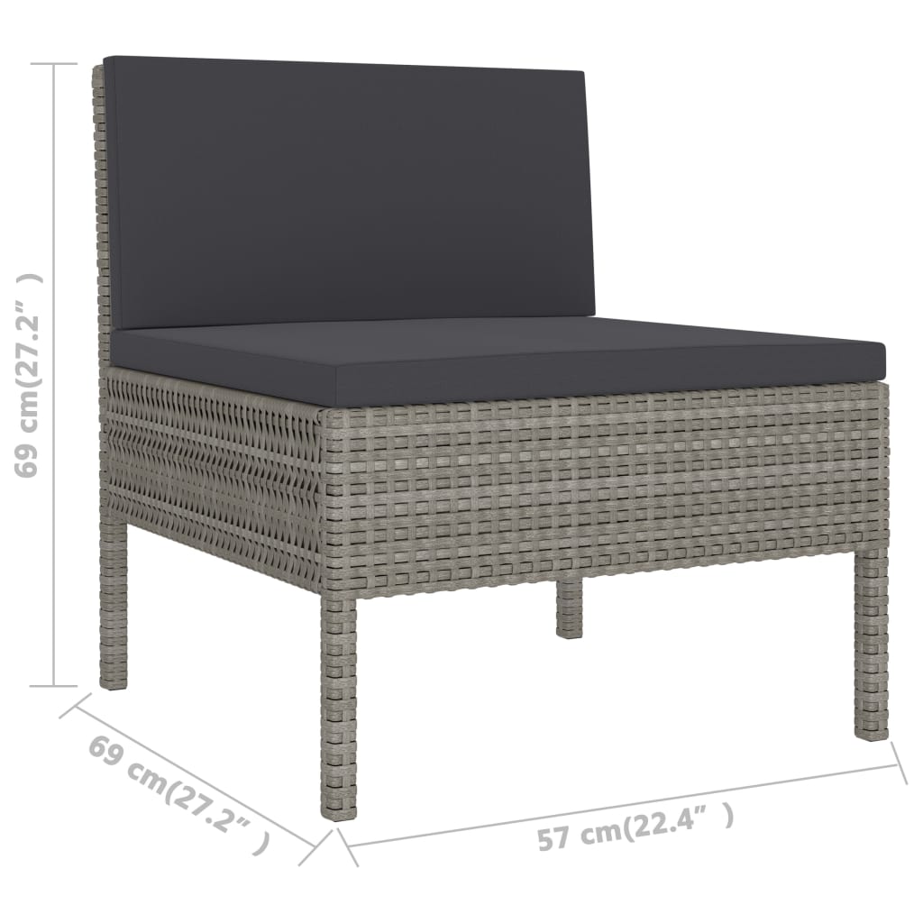 Garden Chair Set of 3 Grey