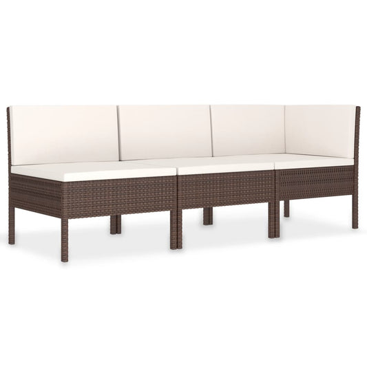 Garden Furniture Set Brown PE Rattan 3 Piece Set