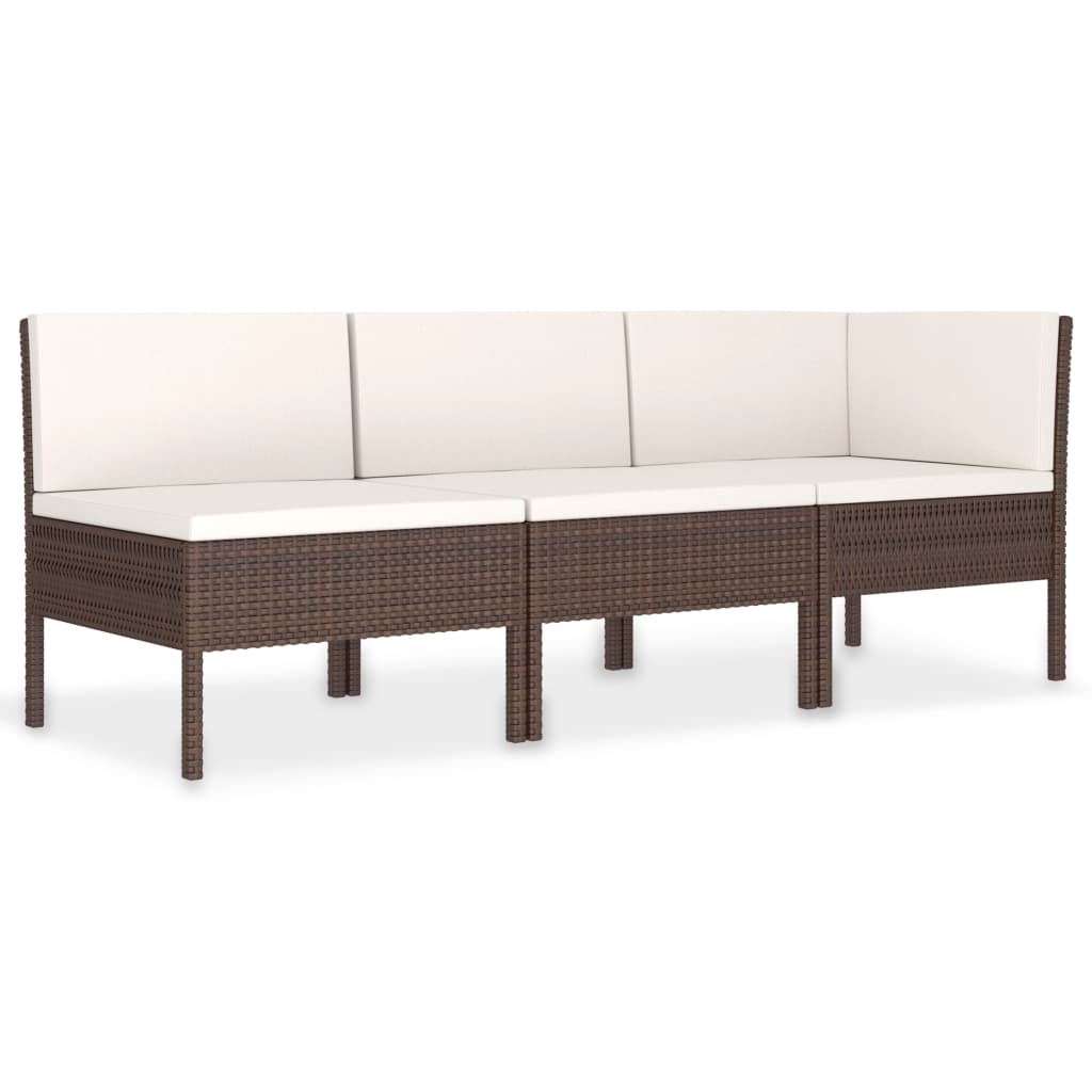 Garden Furniture Set Brown PE Rattan 3 Piece Set