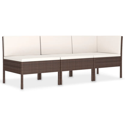 Garden Furniture Set Brown PE Rattan 3 Piece Set