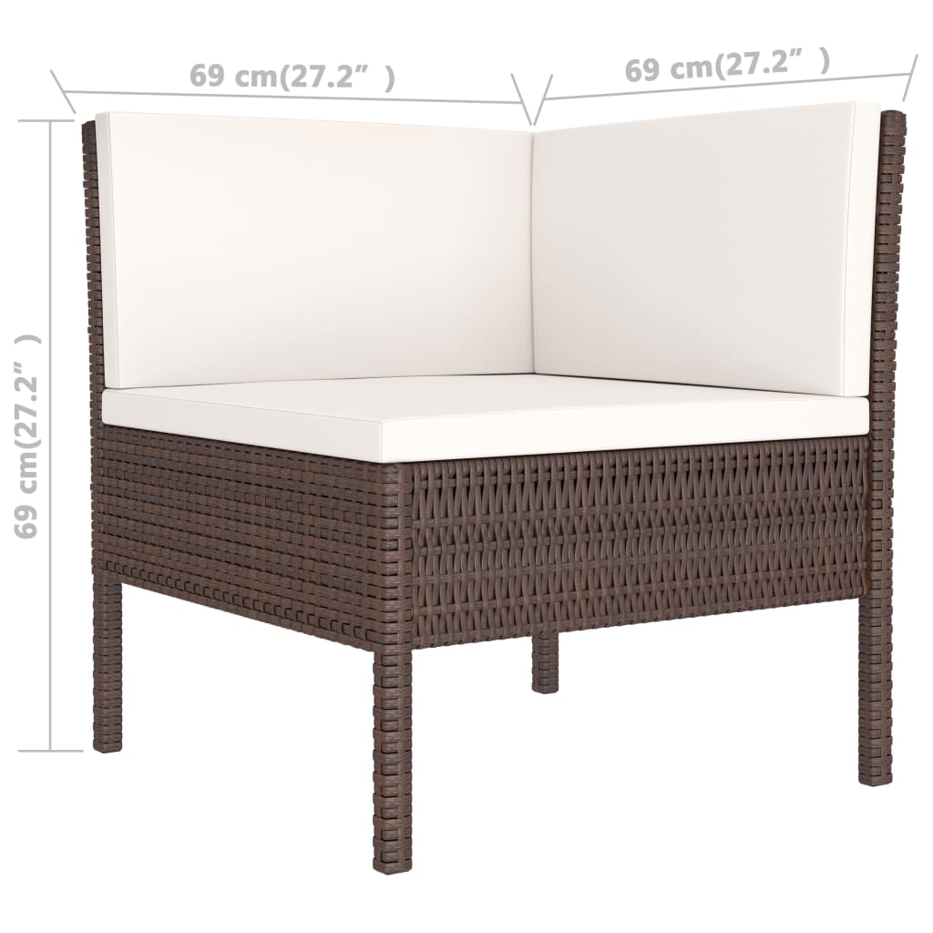 Garden Furniture Set Brown PE Rattan 3 Piece Set