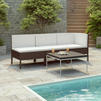 Garden Furniture Set Brown PE Rattan 3 Piece Set