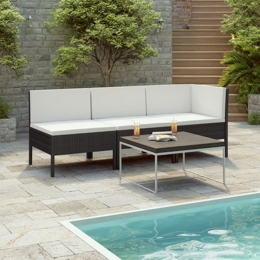 Garden Furniture Set Black and Cream
