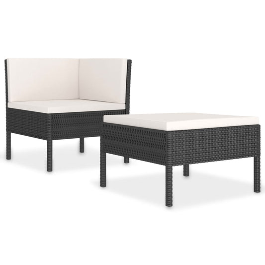 Garden Furniture Set Black and Cream White
