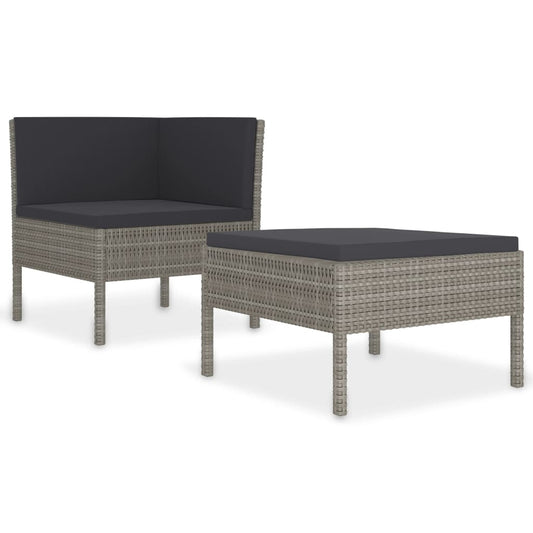 Garden Furniture Set Grey PE rattan Medium Modular