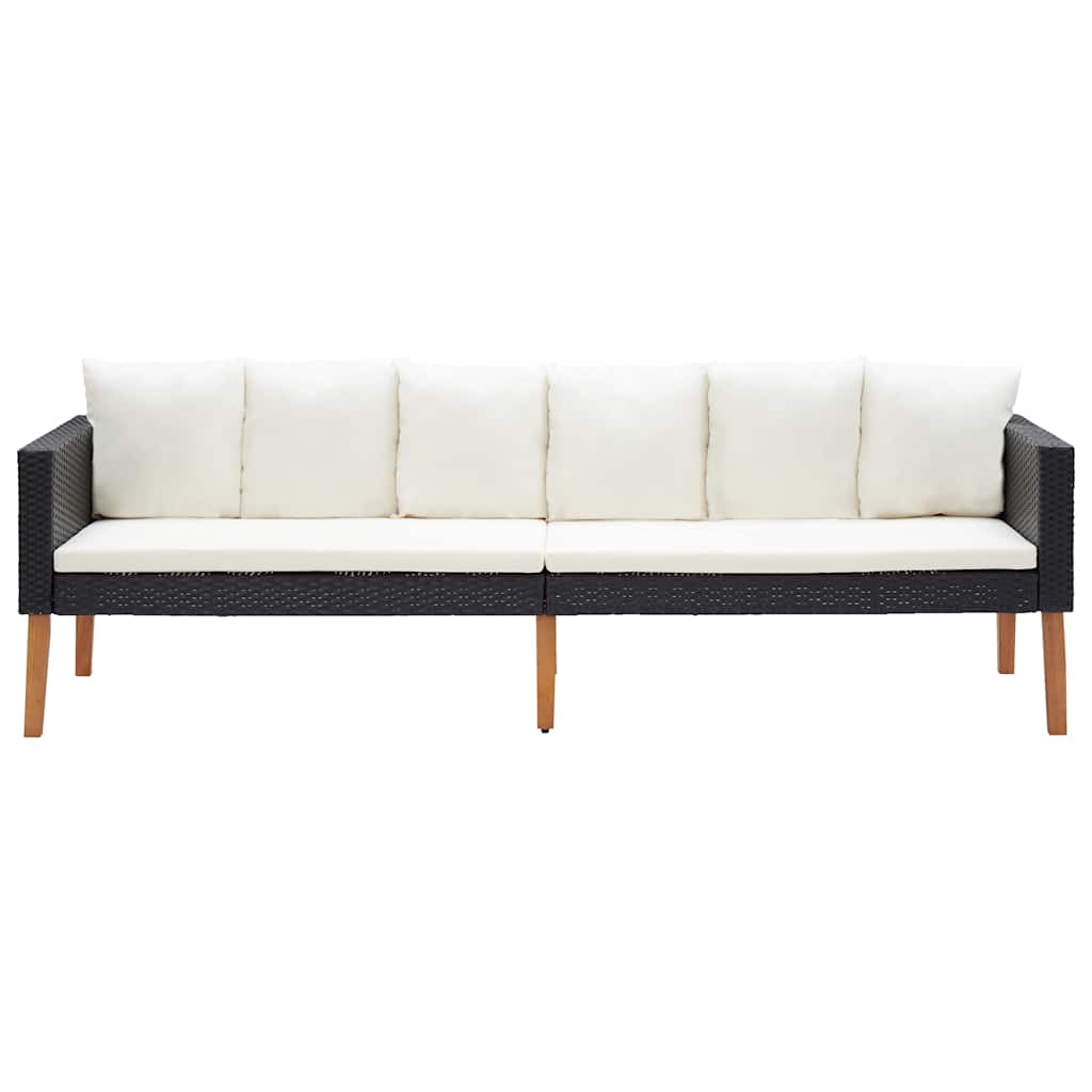 Garden Sofa Black PE rattan 3-seater Modular Garden Sofa