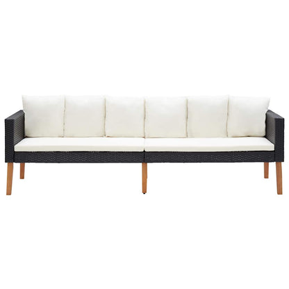 Garden Sofa Black PE rattan 3-seater Modular Garden Sofa