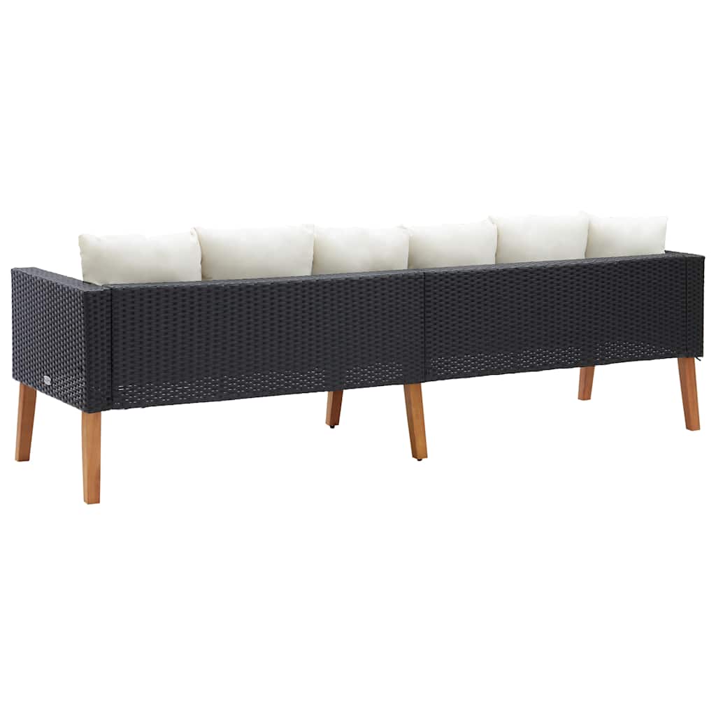 Garden Sofa Black PE rattan 3-seater Modular Garden Sofa