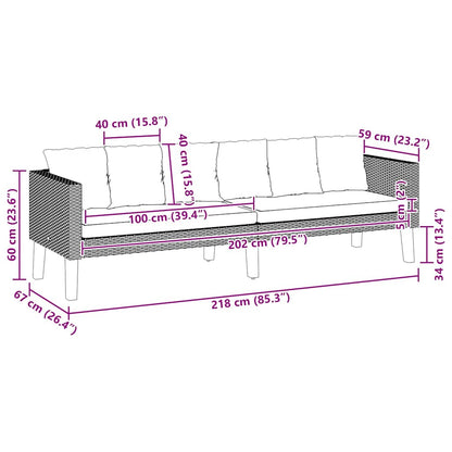 Garden Sofa Black PE rattan 3-seater Modular Garden Sofa