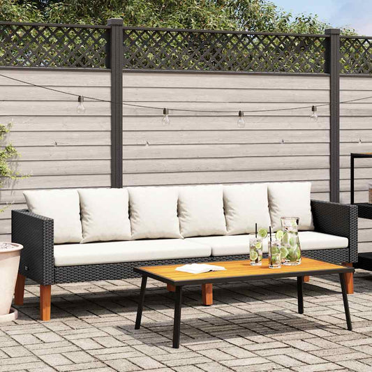 Garden Sofa Black PE rattan 3-seater Modular Garden Sofa