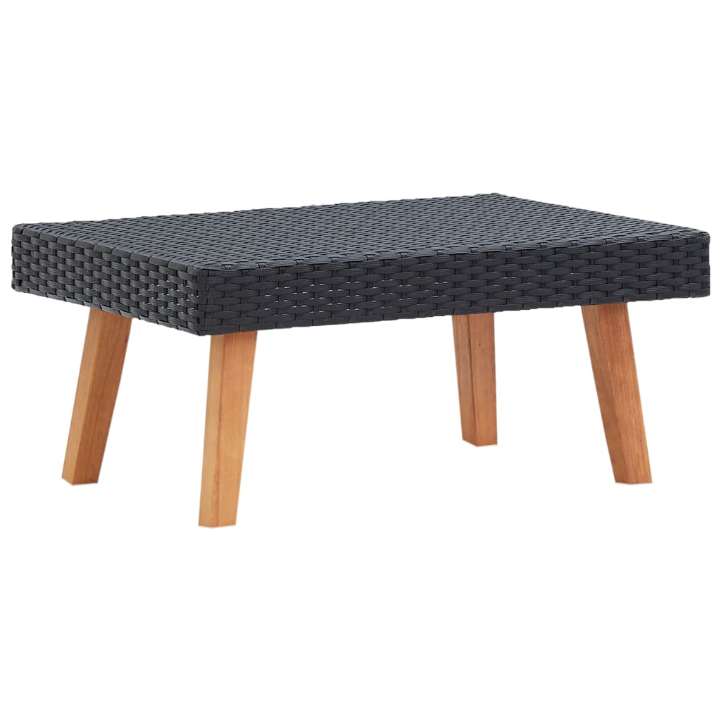 Coffee Table Black PE rattan, powder-coated steel, eucalyptus wood