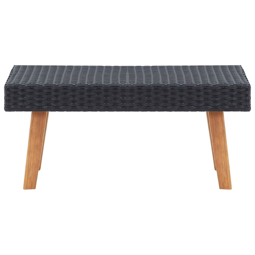 Coffee Table Black PE rattan, powder-coated steel, eucalyptus wood