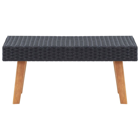 Coffee Table Black PE rattan, powder-coated steel, eucalyptus wood