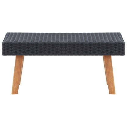 Coffee Table Black PE rattan, powder-coated steel, eucalyptus wood