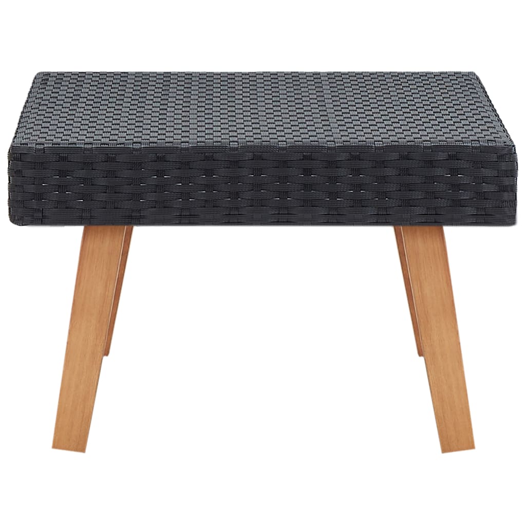 Coffee Table Black PE rattan, powder-coated steel, eucalyptus wood
