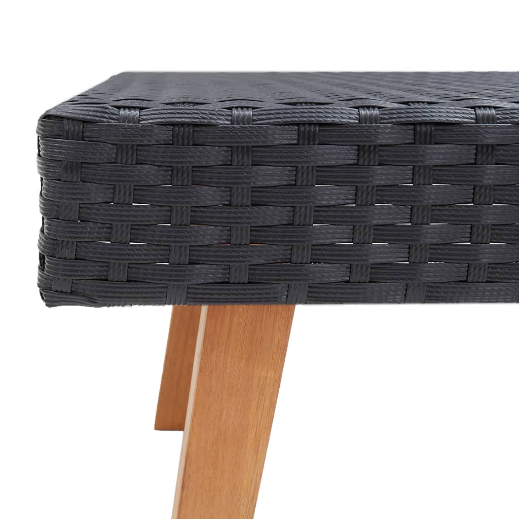 Coffee Table Black PE rattan, powder-coated steel, eucalyptus wood
