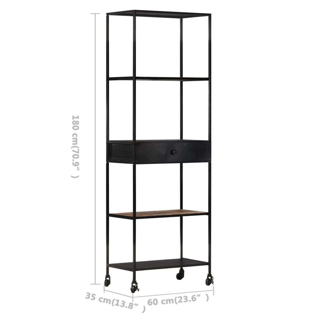 Book Cabinet Rough Mango Wood 23.6 in x 13.8 in x 70.9 in