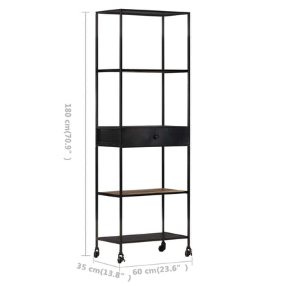 Book Cabinet Rough Mango Wood 23.6 in x 13.8 in x 70.9 in